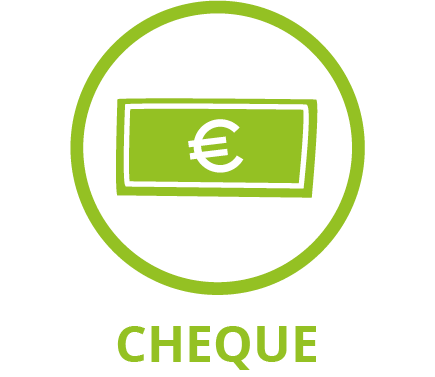 Doneren met cheque geselecteerd